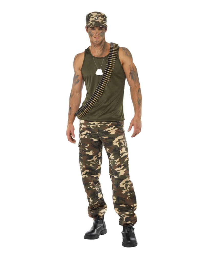 WIL Herren Kostüm Army Soldat Camouflage Karneval Fasching 
