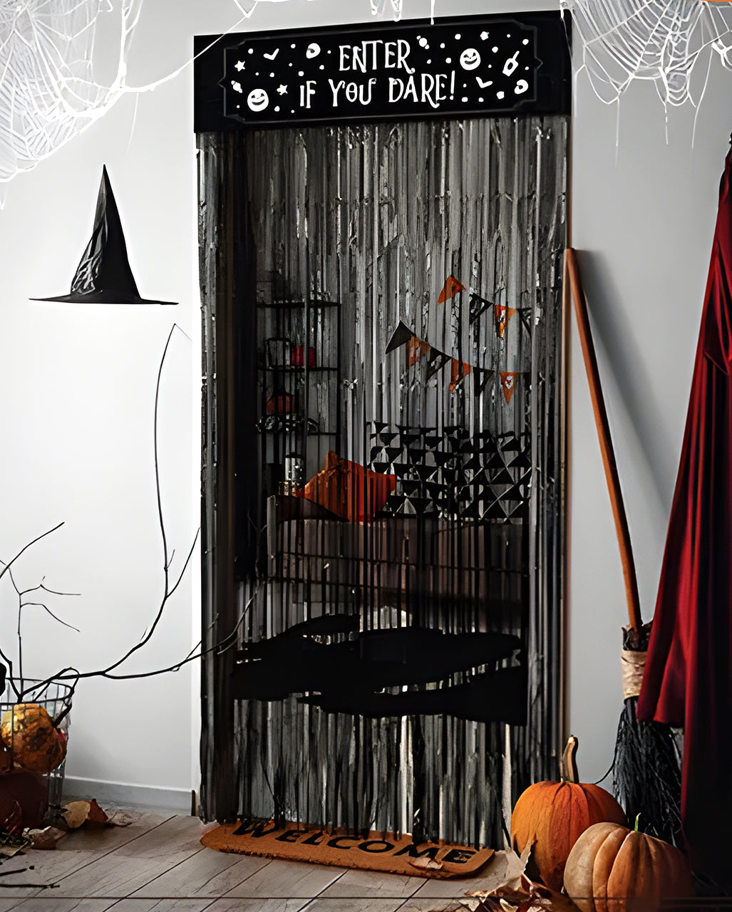 Halloween Türdekoration Banner - 88x178 Cm Stoff-Banner Für Partys & Fotohintergrund