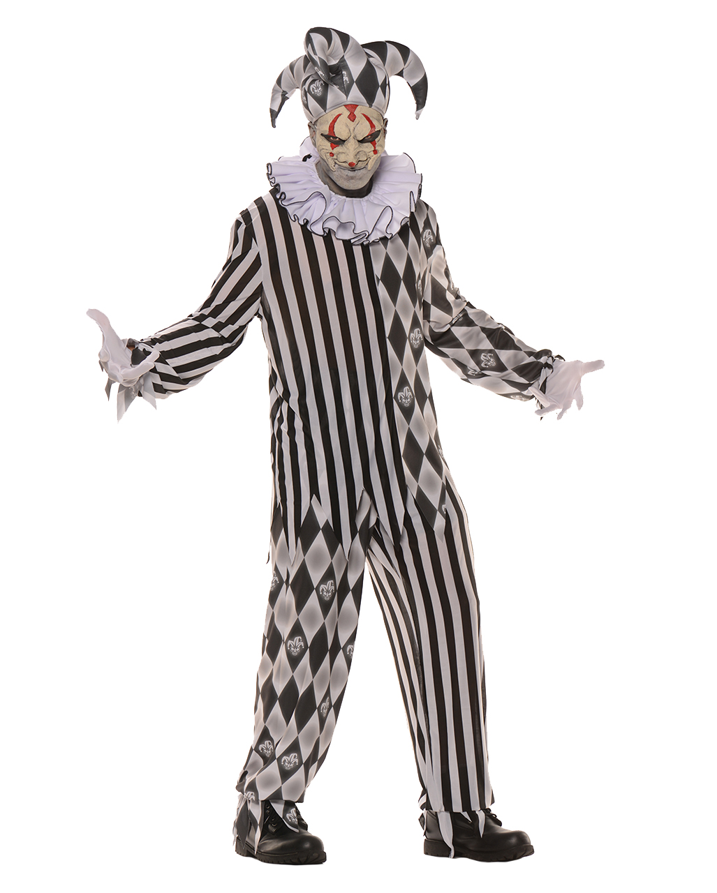 Narr Kostüm für Herren Karneval Fasching Hoffnarr Mittelalter Spaßmacher Clown