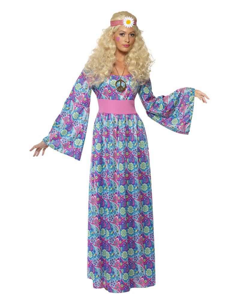 Hippie Flower Power 70er Jahre Kleid lang Karneval Fasching Kostüm 36-54 