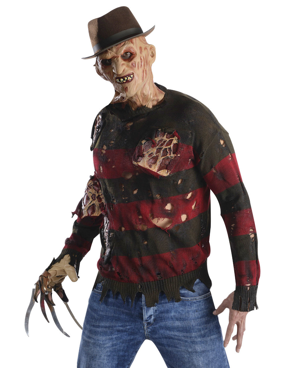 Fancy Dress Freddy Krueger Nightmare Sweater CONVICT Horror Jumper Halloween NEW 