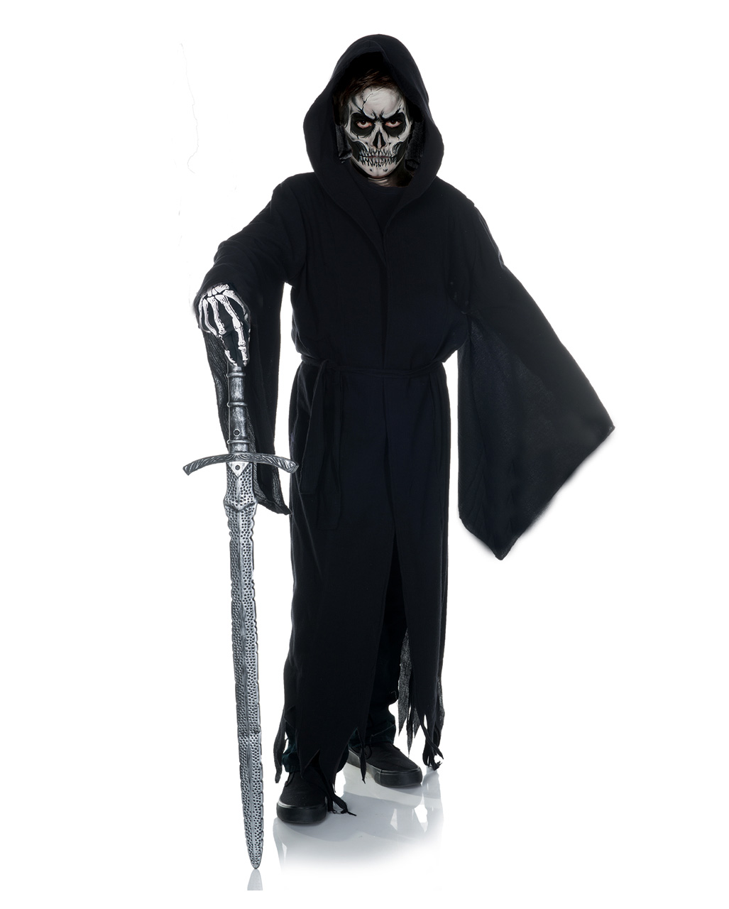 Kinder Halloween Kutte Gewand Sensenmann Kostüm Geist Umhang Grim Reaper Robe 