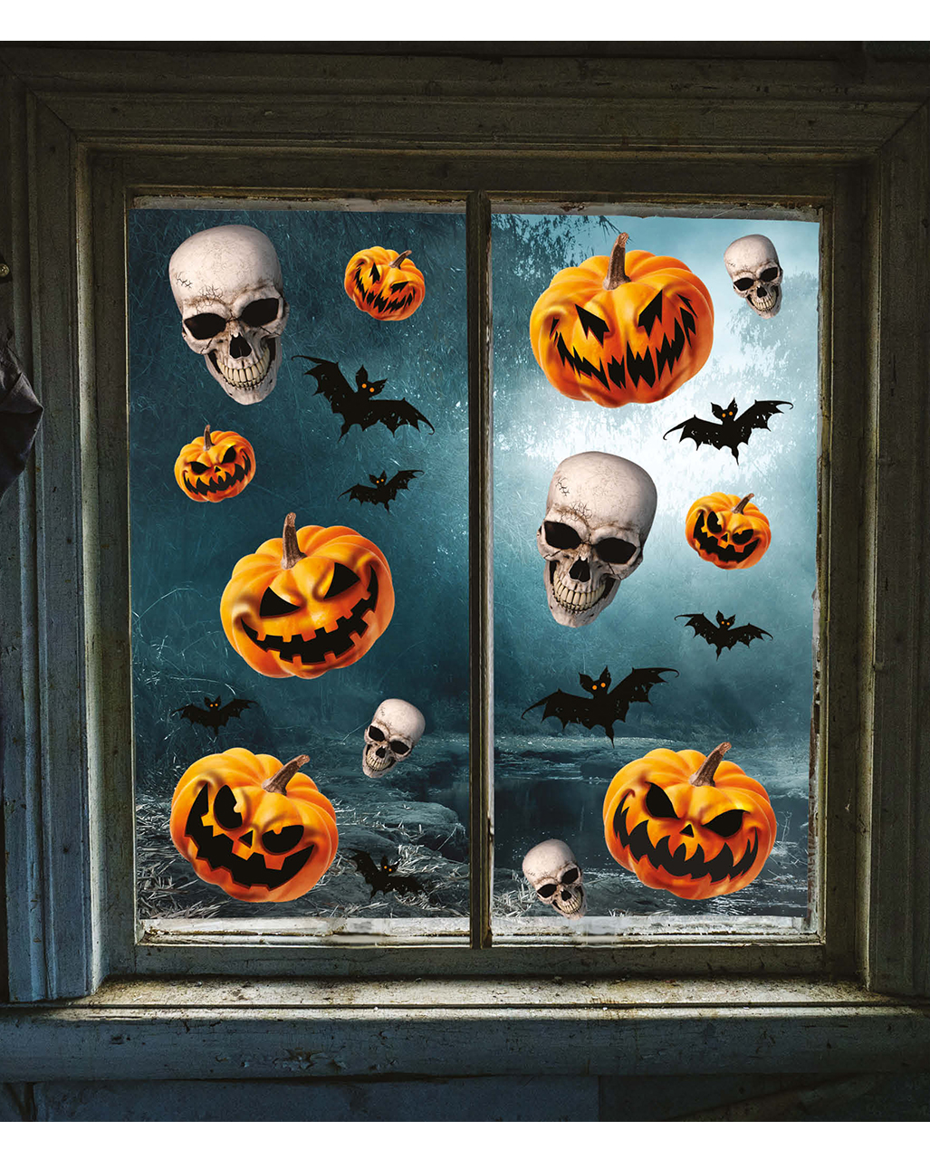 Halloween Pumpkin & Totenkopf Fenster Sticker 🎃