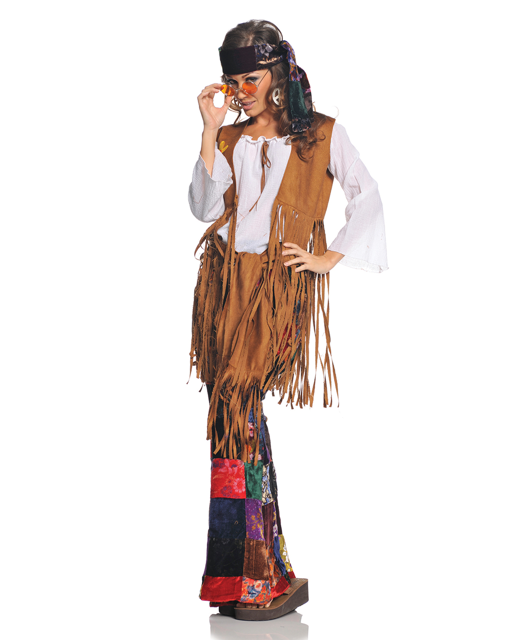 Damen Hippie Kostüm Größe L 42 Damen Karneval Verkleidung 513006