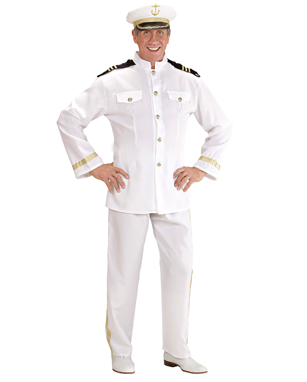 Smi Karneval Damen Kostüm Kapitänin Stewardess Uniform in weiß 