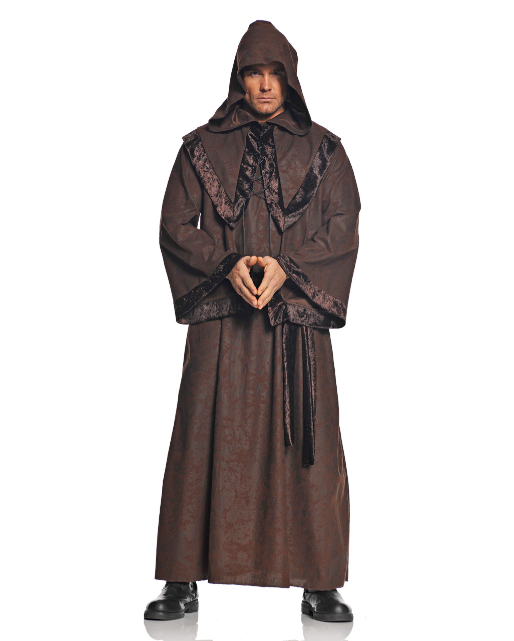 Männer Mittelalter Religiöse Priester Kostüm Mönch Halloween Cosplay Kapuze Robe 