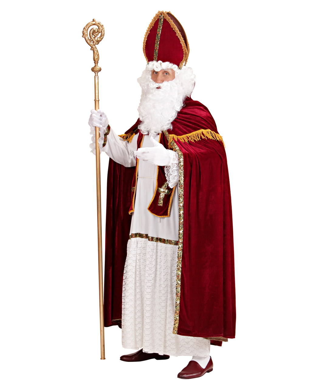 Weihnachtsmann Anzug aus Kord mit Zottel Besatz Weihnachten Nikolaus Kostüm neu 