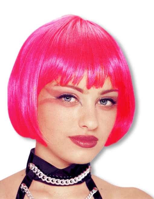 Pageboy wig Hot Pink Pinke Wigs synthetic hair neon Part Hairstyle