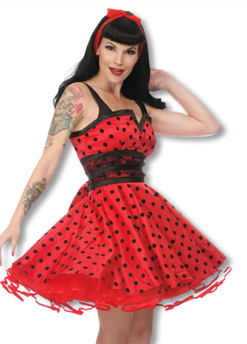 Petticoat Dress With Dots Black Red Polka Dot Dress With Lace Petticoat Dress With Dots Black Red Polka Dot Dress With Lace