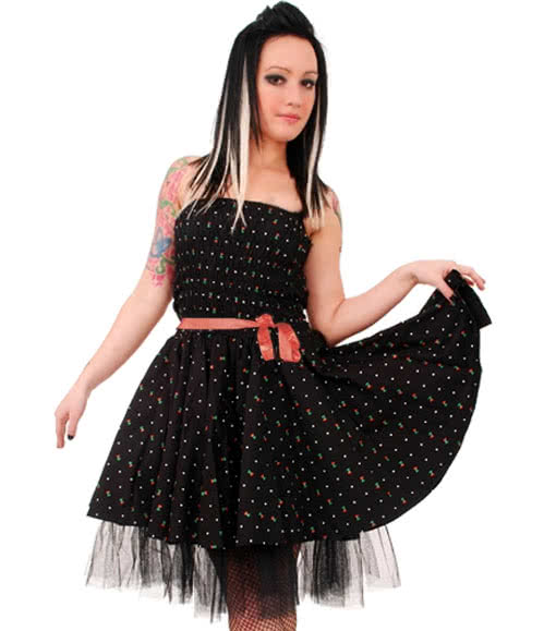 Mini Petticoat Kleid mit Kirschen -Rockabilly Kleid ...