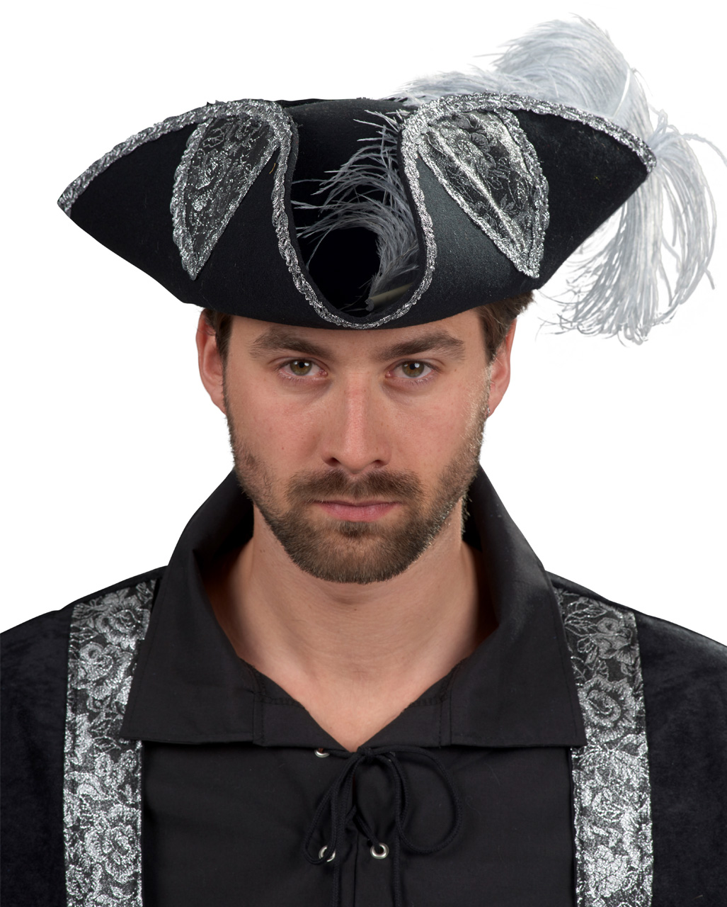 Faschingshut Pirat Dave mit Haar Kapitän Karneval Fasching Piratenhut 