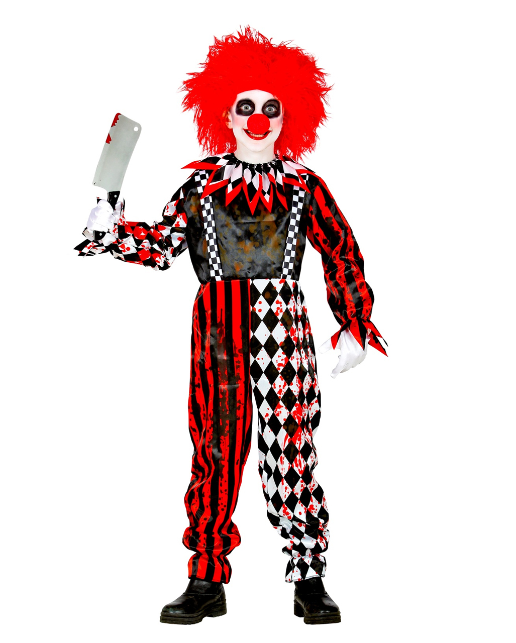 Red/White Killer Clown With Collar Child Costume | - Karneval Universe