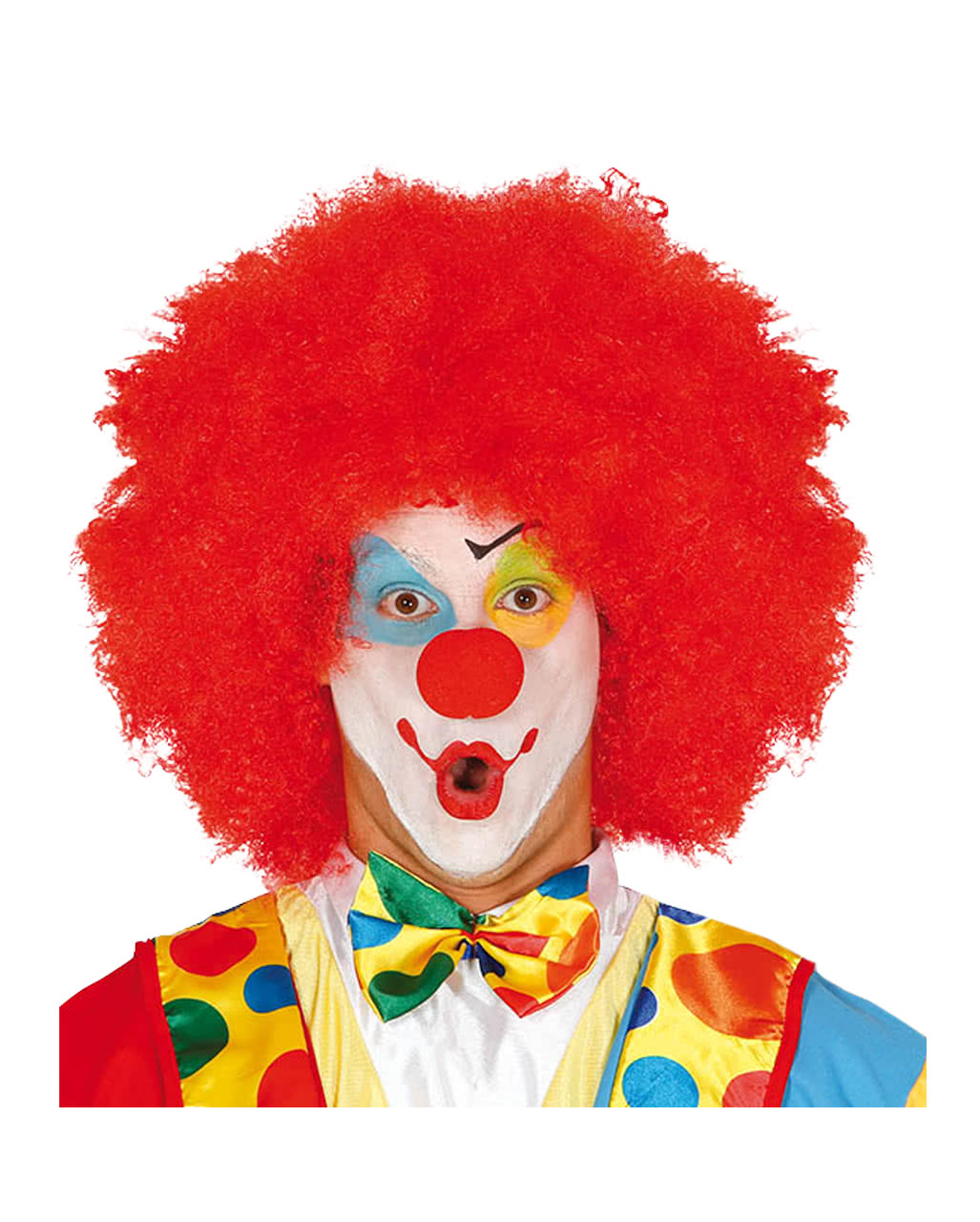 Clown Afro Haare Harlekin Perücke rot Clownperücke Clownsperücke Afroperücke 