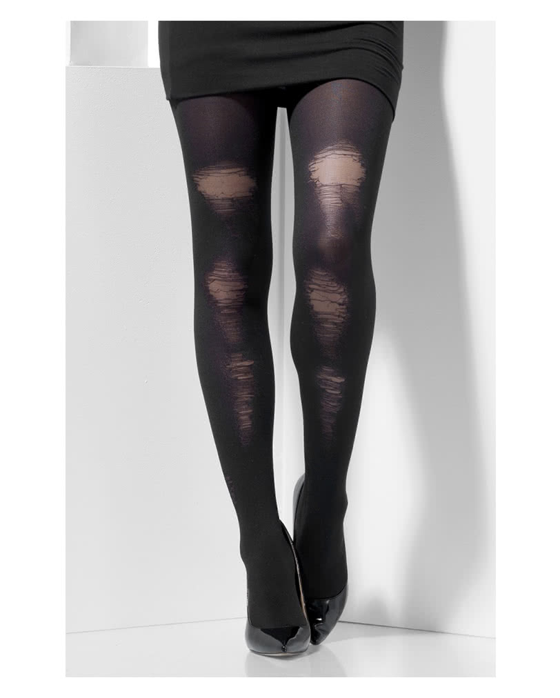 Black Pantyhose In Hole Look  Gothic stockings for Halloween