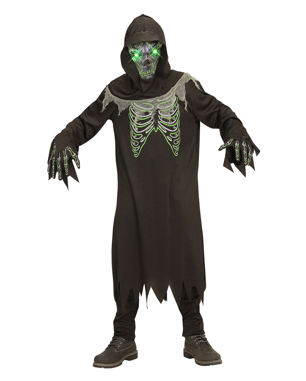 Spooktacular Creations Kinder Sensenmann Kostüm glühende Augen leuchtend für gruselige Phantom Halloween Kostüm Halloween Dress Up Party