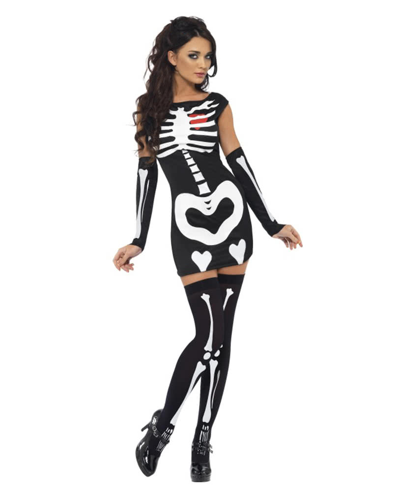 Damen Karneval Fasching Verkleidung Kostüm Skelett Lady Halloweenkostüm NEU 