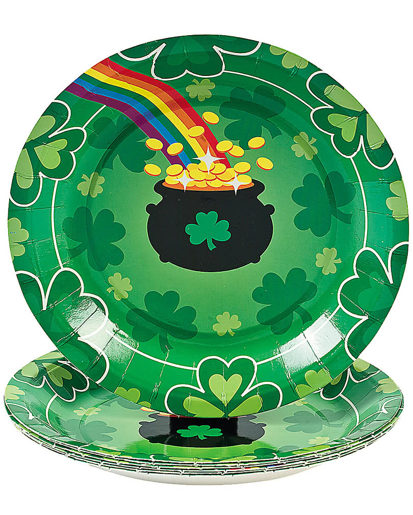 St. Patrick`s Day Paper Plate 8 Pcs. party pots and pans Karneval