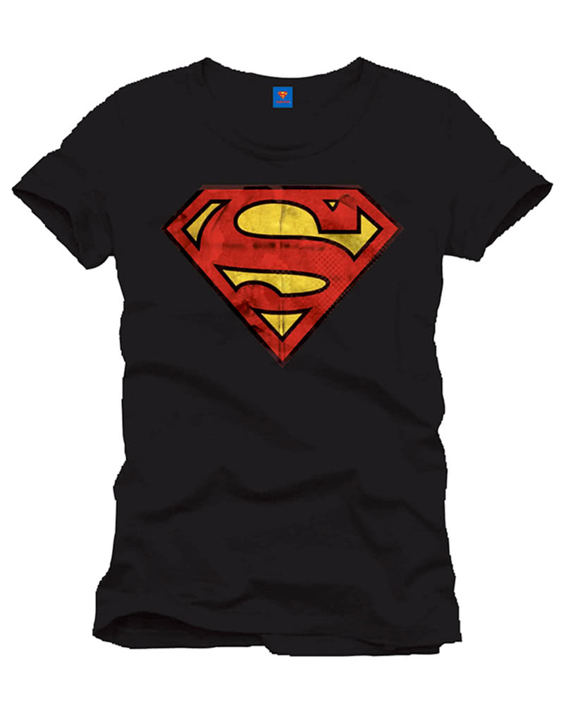 Superman Vintage Logo T-Shirt Black | Black Superheroes Retro T-Shirt ...