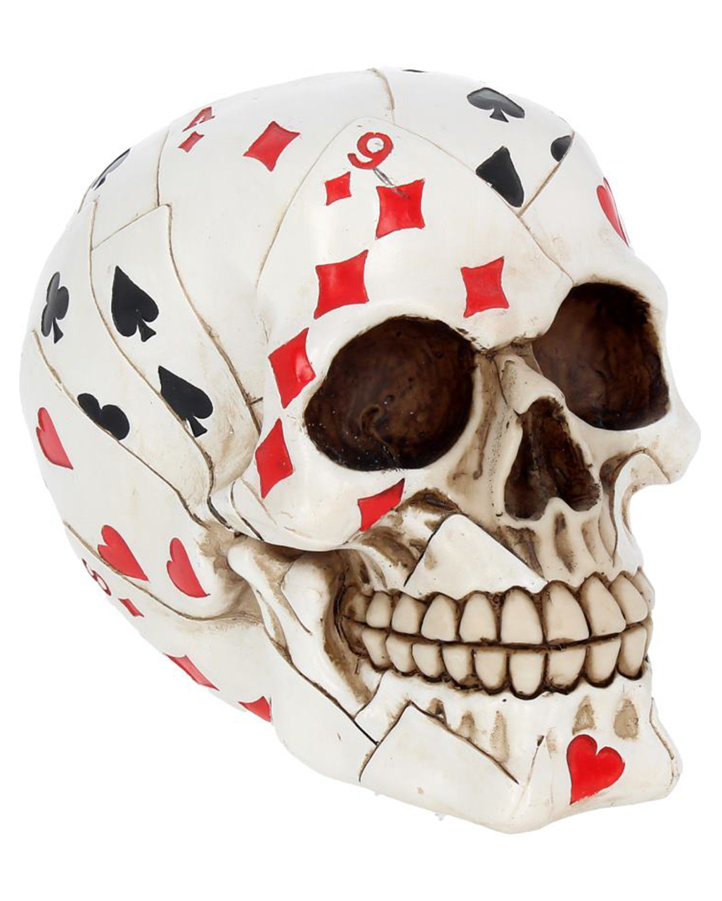 Totenkopf mit Pokerkarten Design, Totenschädel Deko