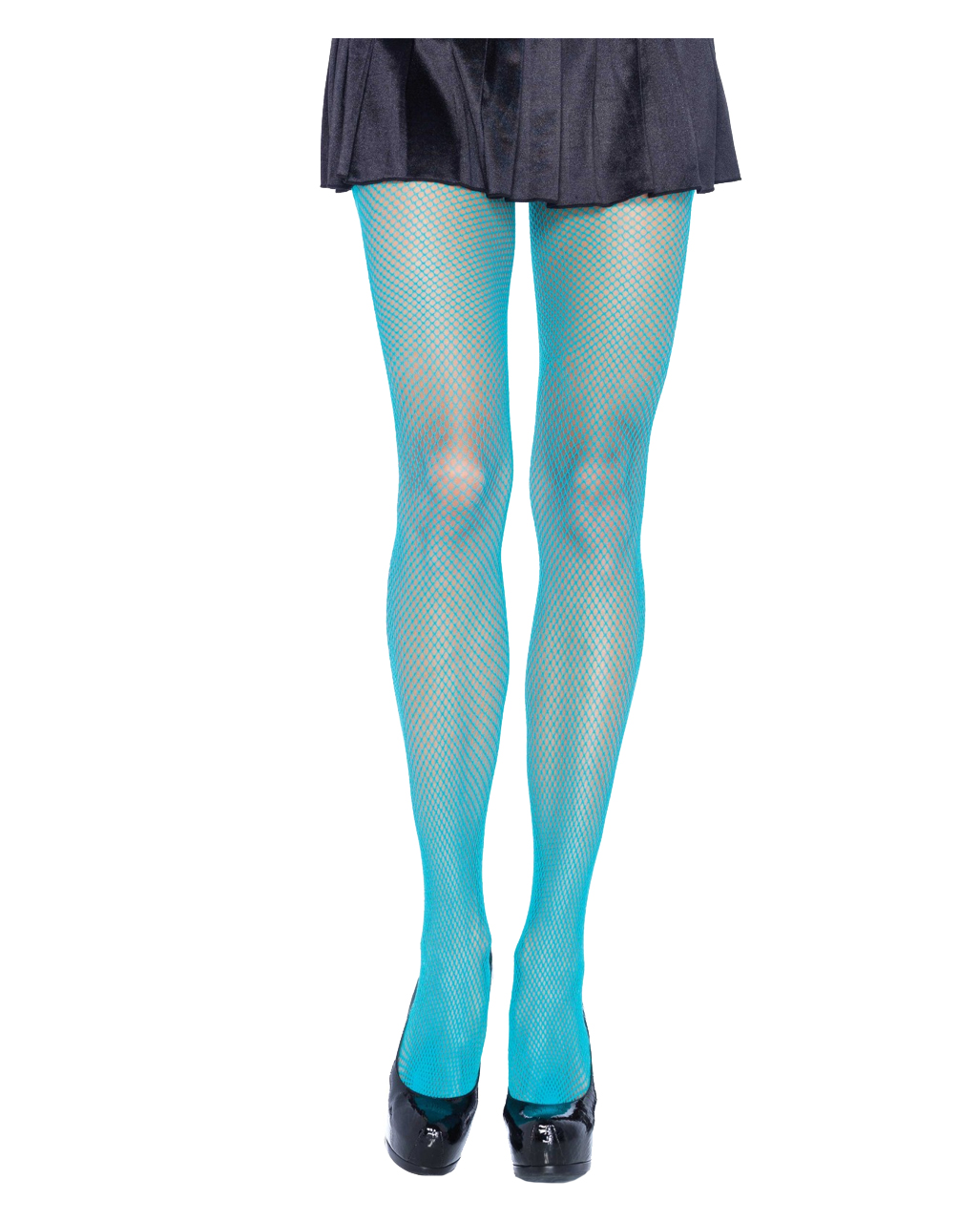 Neon Turquoise 80s Fishnet Tights for Bath Button Party