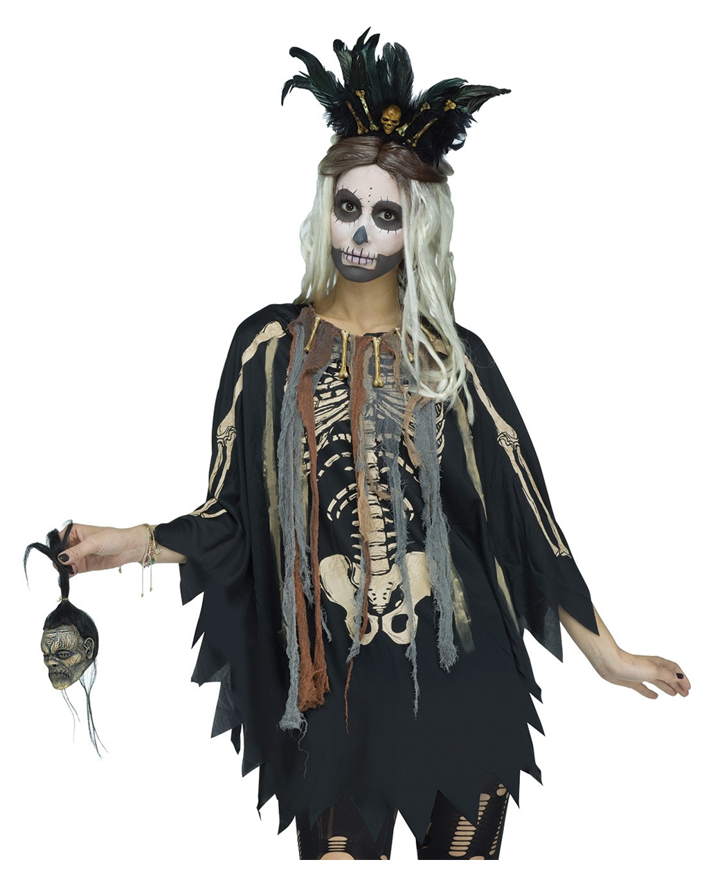 WIL Kostüm Zubehör Zylinder Voodoo mit Skelett Knochen Halloween 