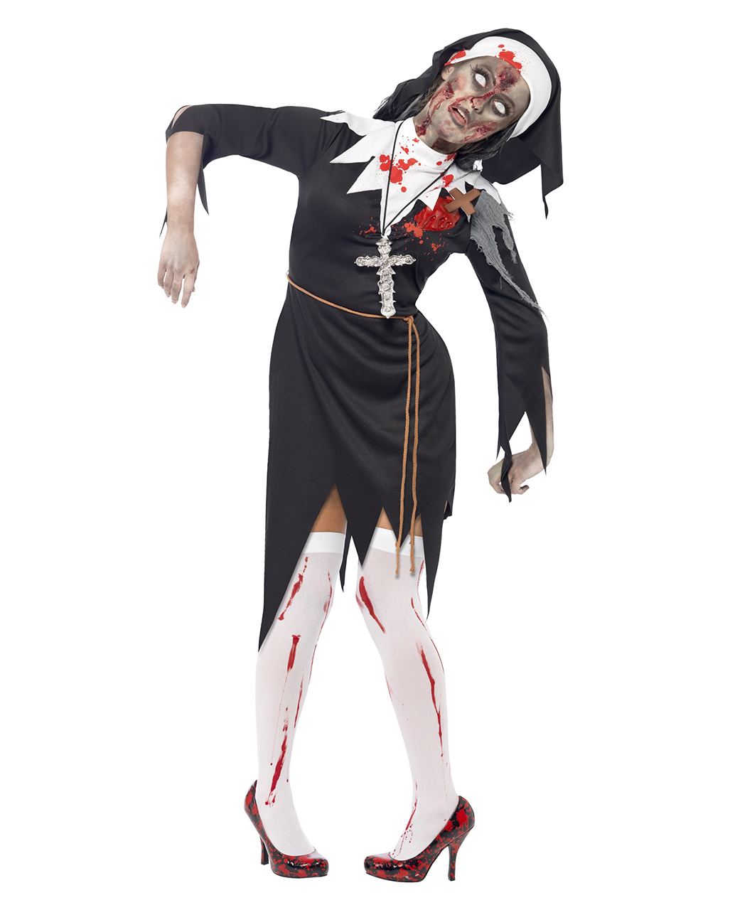Kostüm Damen Zombie Nonne Schwester Ordensschwester Karneval Fasching Halloween