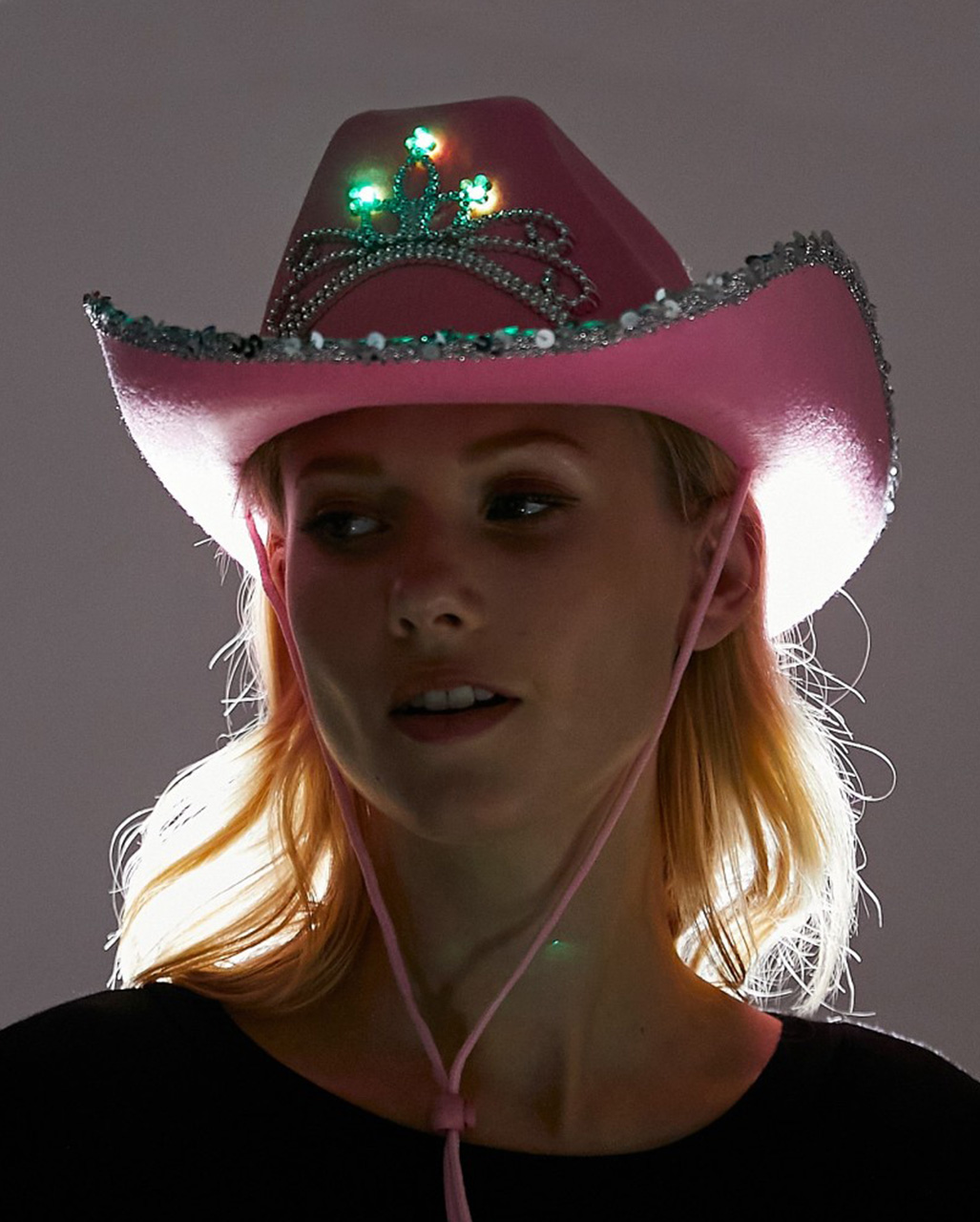Leuchtender Cowgirl Hut Pink als Kostümzubehör ☆
