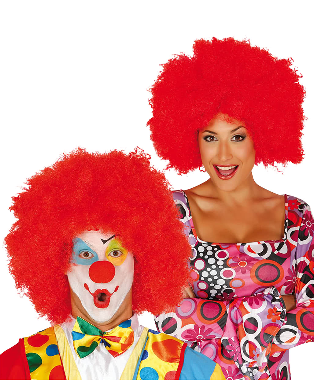 ROTE KLEINE AFRO PERÜCKE 70er Jahre Clown Zirkus Damen Herren Kostüm Party 60042 