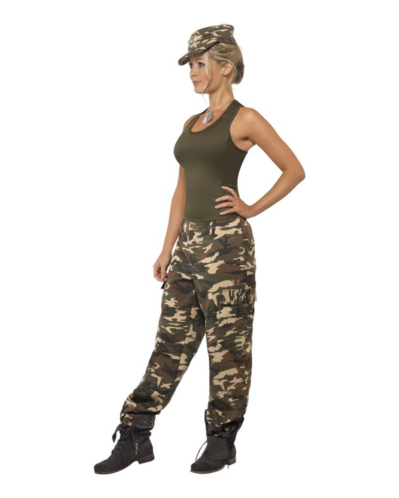 Army Kostüm Damen Soldatin Military Girl Overall Camouflage Outfit Verkleidung S