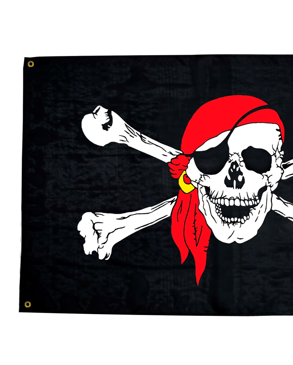 Piraten Flagge aus Stoff Schwarz mit Totenkopf 150x90cm