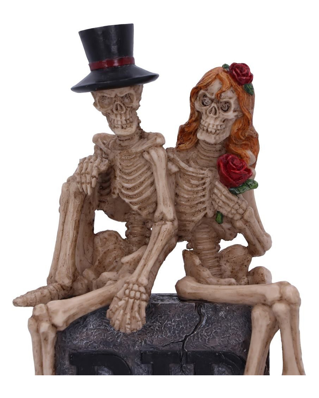 Skelett Brautpaar auf Grabmal 17cm Grusel-Deko