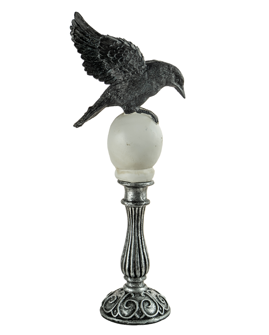 Totenschädel Büste mit Rabe mit Gespreizten Flügeln & LED 35cm Goth ...